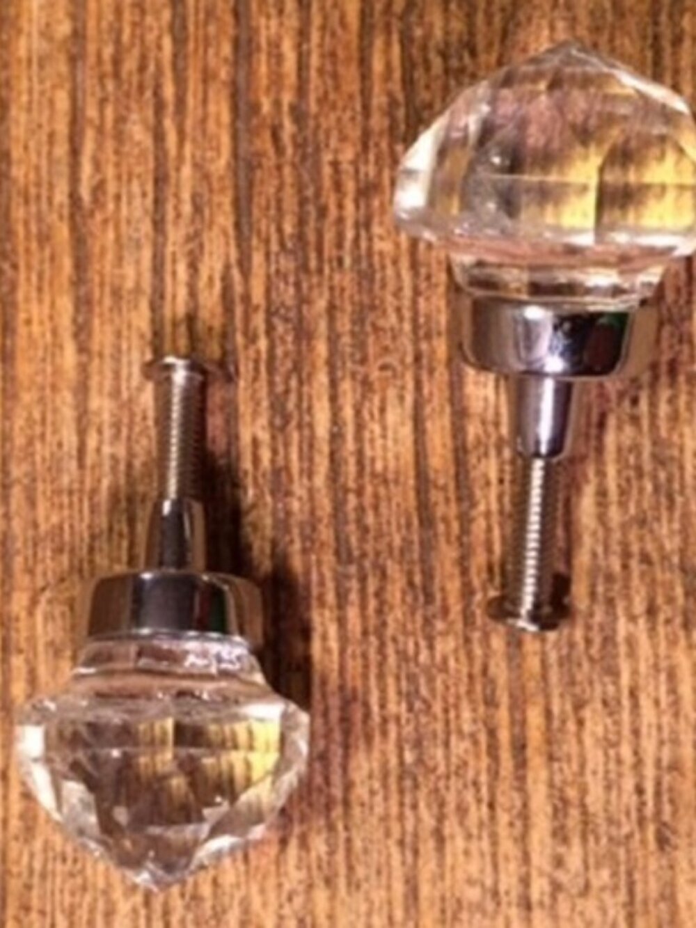 Small 1 1/2" wide Clear Solid Crystal Glass Drawer Pulls Set of Two (2) HO35C